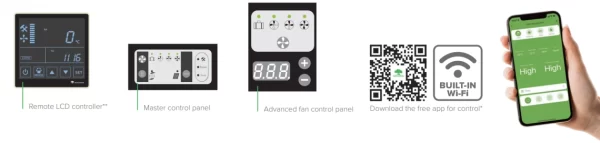 Opțiuni de control pentru centrala de ventilație MYCOND MCFA